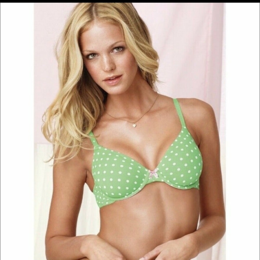 Vintage Victoria's Secret Cotton Full Coverage Bra Mint Green Polkadot